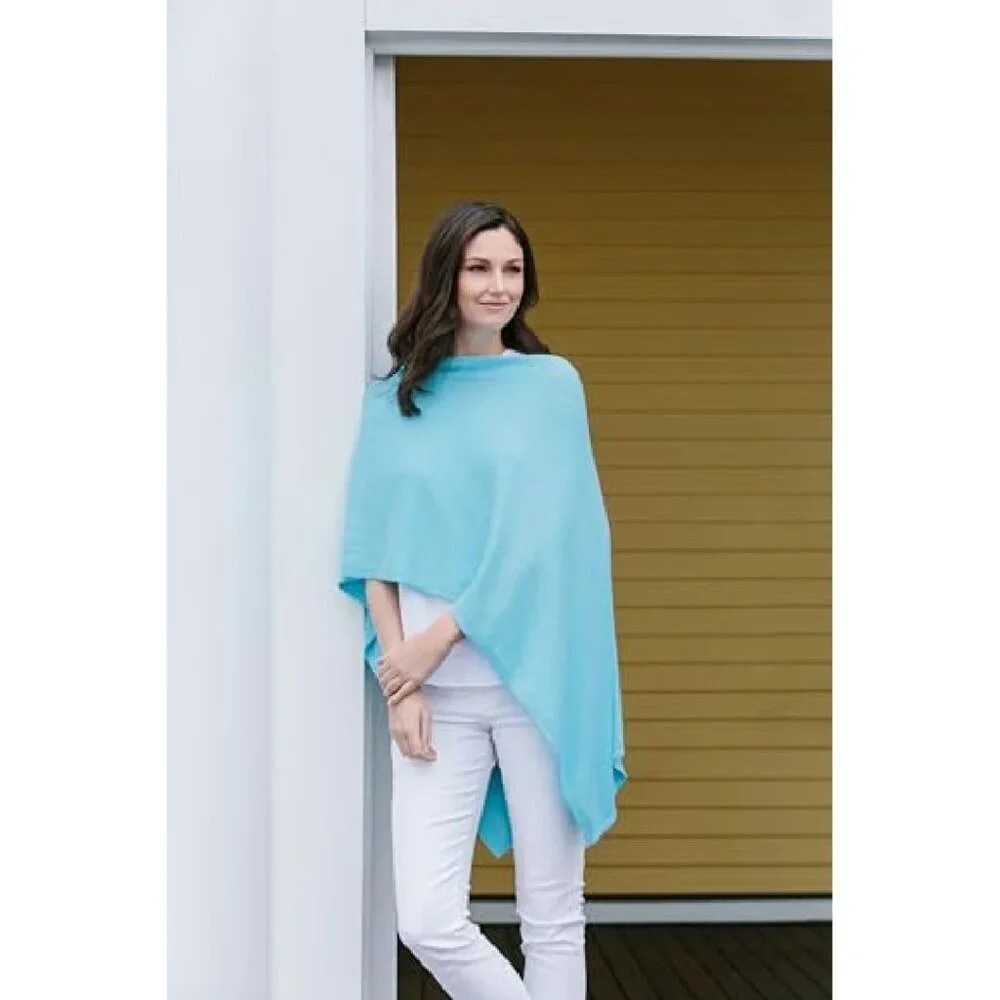 Lightweight Cashmere Blend Poncho - Super Soft 95% Cotton 5% Cashmere